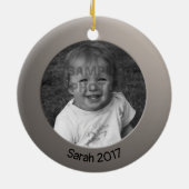 Dubbele Zilver 2 x Aangepaste Foto en Tekst Keramisch Ornament (Achterkant)