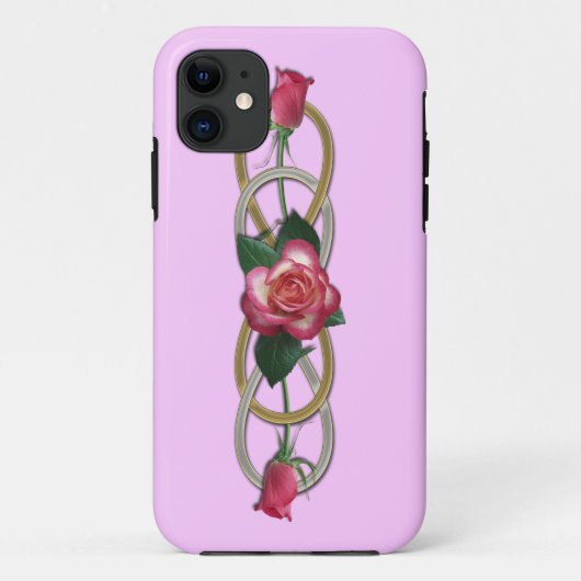 Dubbele zilvergouden Rozen Case-Mate iPhone Case (Achterkant)