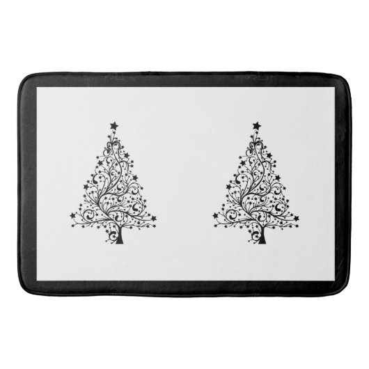 Dubbele zwarte en witte minimale kerstbomen badmat (Voorkant)
