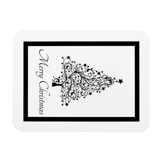 Dubbele zwarte en witte minimale kerstbomen magneet (Horizontaal)