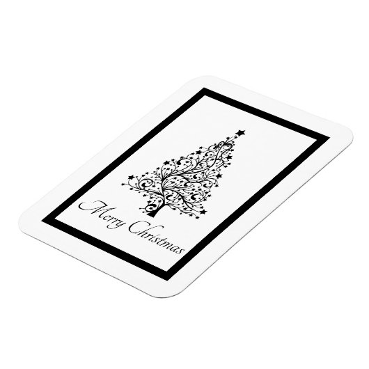 Dubbele zwarte en witte minimale kerstbomen magneet (Linkerzijde)