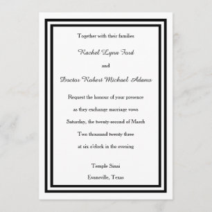 Dubbele zwarte versiering -5x7bruiloft uitnodiging