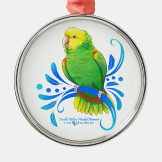 Dubbelgele Amazon Parrot met kop Metalen Ornament