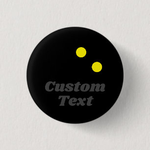 Dubbelgele puntsbal met aangepaste naam ronde button 3,2 cm