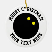 Dubbelgele stip met kerstbal keramisch ornament (Voorkant)