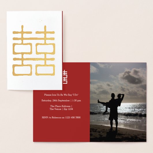 Dubbelgeluk Chinese bruiloft Folie Kaarten (Display)