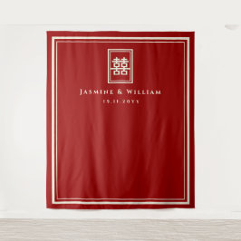 Dubbelgeluk Chinese bruiloft foto achtergrond Wandkleed