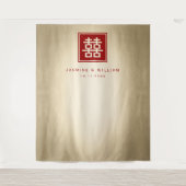 Dubbelgeluk Chinese bruiloft foto achtergrond Wandkleed (Voorkant)