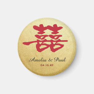 Dubbelgeluk Chinese bruiloft Magnet Magneet