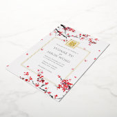 Dubbelgeluk Chinese rode legante bruiloft Folie Uitnodiging (Gedraaid)