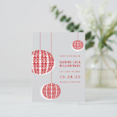 Dubbelgeluk Lantaarns Chinees sparen de Datum Briefkaart (Staand voorkant)