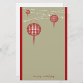 Dubbelgeluk Lantaarns Moderne Chinese bruiloft Briefpapier (Voorkant / Achterkant)