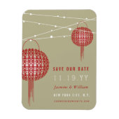 Dubbelgeluk rode lampjes Aziatisch sparen de datum Magneet (Verticaal)