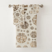 Dubbelgeluk Symbool patroon - pastelgoud Bad Handdoek (Insitu)