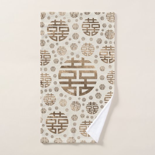 Dubbelgeluk Symbool patroon - pastelgoud Bad Handdoek (Handdoek)