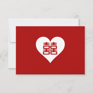 Dubbelgeluk - Vet rood hart RSVP Kaartje