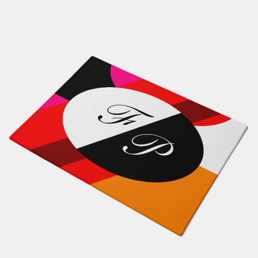 Dubbelmonogrammen modern geometrisch kleurrijk deurmat (Schuin)