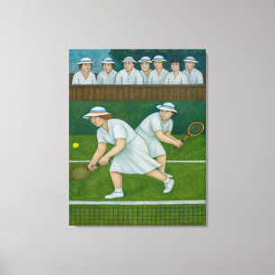 Dubbels - Grote Ingepakte Canvas Tennis Kunstprint Afdruk