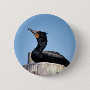 Dubbelvoudig gekreukte aalscholver ronde button 5,7 cm