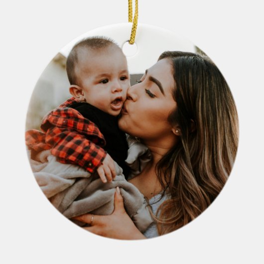 Dubbelzijdig 2 foto Aangepast Keramisch Ornament (Voorkant)