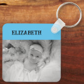 Dubbelzijdig 2 foto's voegen namen toe aan blauw h sleutelhanger (Achterkant)