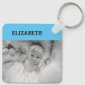 Dubbelzijdig 2 foto's voegen namen toe aan blauw h sleutelhanger (Achterkant)