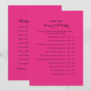 Dubbelzijdig 2 x Baby shower Spelletjes Kaart