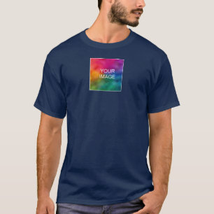 Dubbelzijdig afdrukklein blauw Afbeelding Logo Man T-shirt
