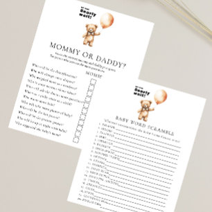 Dubbelzijdig baby shower spel flyer