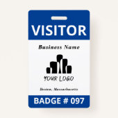 Dubbelzijdig blauw wit bezoeker Logo Sjabloon Badge (Voorkant)