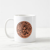 Dubbelzijdig en goed gelakte munt op een stevige M Koffiemok (Links)