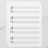 Dubbelzijdig Grand Staffs Muziek Manuscript Papier Briefhoofd (Voorkant / Achterkant)