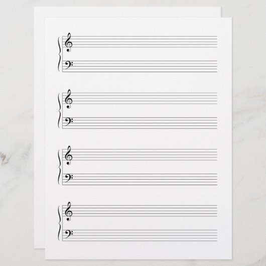 Dubbelzijdig Grand Staffs Muziek Manuscript Papier Briefhoofd (Voorkant / Achterkant)