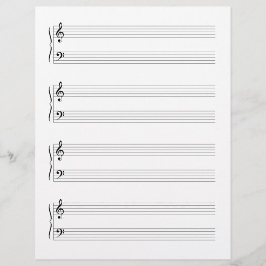 Dubbelzijdig Grand Staffs Muziek Manuscript Papier Briefhoofd (Achterkant)