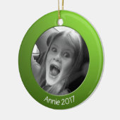 Dubbelzijdig Groen 2 x Aangepaste Foto en Tekst Keramisch Ornament (Links)