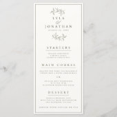 Dubbelzijdig Ivoor & Donker Olijf Bruiloft Bar/Din Menu (Voorkant)