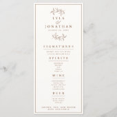 Dubbelzijdig ivoor & roest bruiloft bar/diner menu (Achterkant)