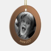 Dubbelzijdig messing 2 x Aangepaste Foto en Tekst Keramisch Ornament (Rechts)