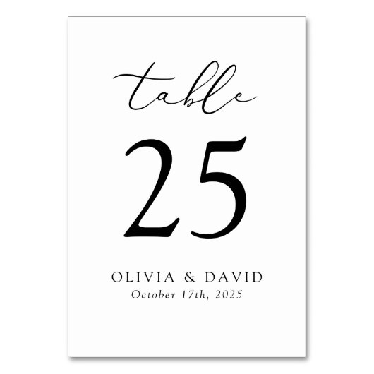 Dubbelzijdig minimalistisch modern tafelnummer (Achterkant)