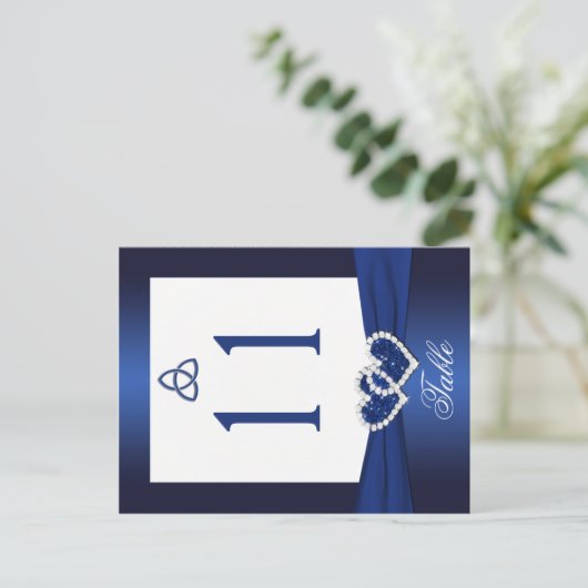 Dubbelzijdig Navy Blauw en Wit Tafelnummer (Staand voorkant)