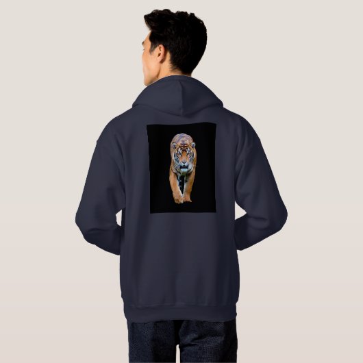 Dubbelzijdig ontwerp looptijger Sjabloon Mannen Hoodie (Achterkant volledig)