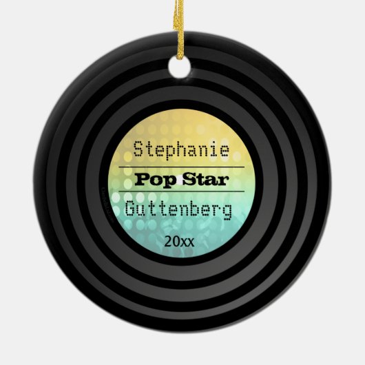 Dubbelzijdig retrovinylgoud Disco Light Keepomwill Keramisch Ornament (Achterkant)