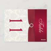 Dubbelzijdig Rood en Ivoor Damast Tafelnummer (Achterkant)