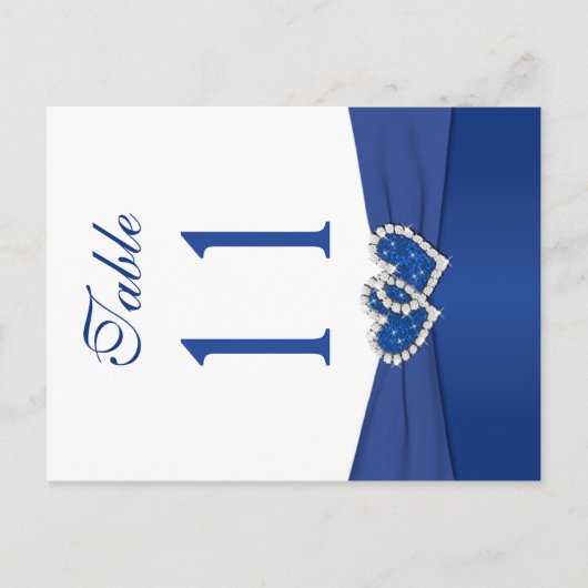 Dubbelzijdig Royal Blauw en Wit Tafelnummer (Voorkant)
