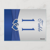 Dubbelzijdig Royal Blue en Silver Table Number Briefkaart (Achterkant)