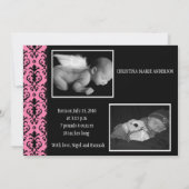 Dubbelzijdig roze en zwart Damask Aankondiging (Achterkant)