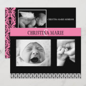 Dubbelzijdig roze en zwart Damask Aankondiging (Voorkant / Achterkant)