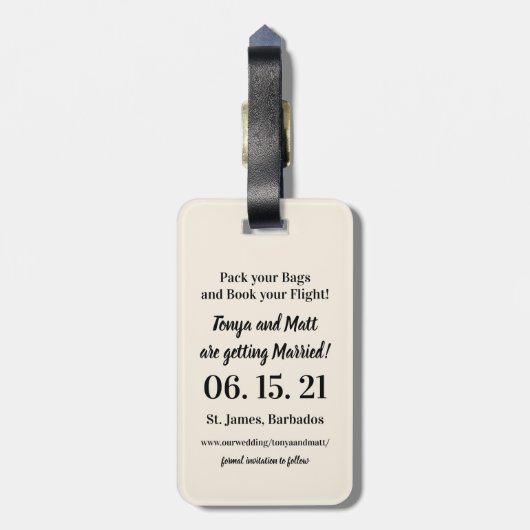 Dubbelzijdig Save the Date Wedding Bagagelabel (Achterkant verticaal)