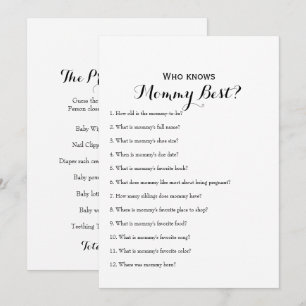 Dubbelzijdig - twee Baby shower games Kaart