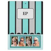 Dubbelzijdig voeg initialen 8 foto's grijze munt t klembord (Achterkant)